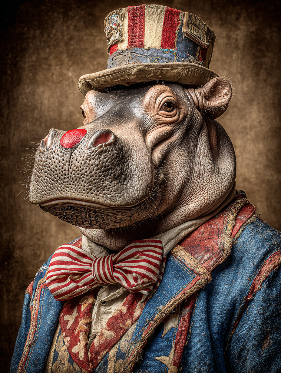 Rodeo Clown Hippopotamus Digital Download Wall Art