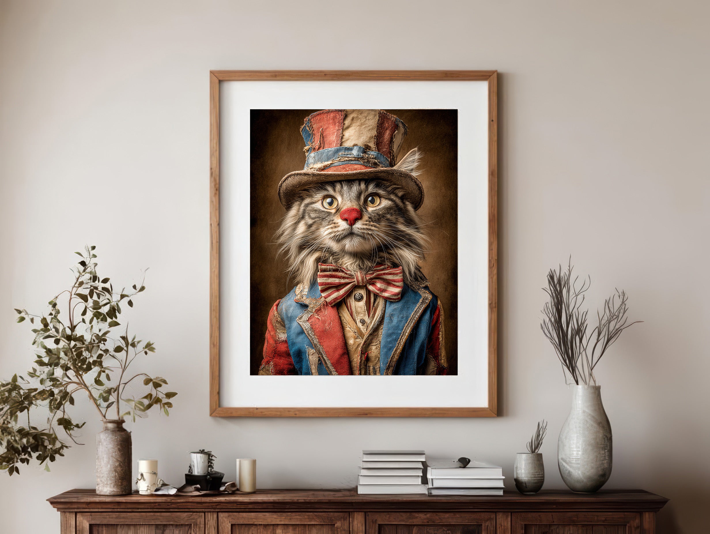 Rodeo Clown Maine Coon Cat Digital Download Wall Art