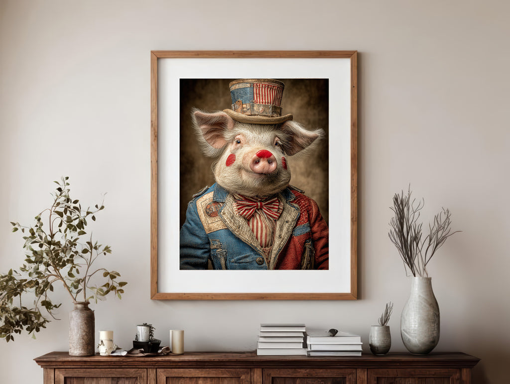 Rodeo Clown Pig Digital Download Wall Art