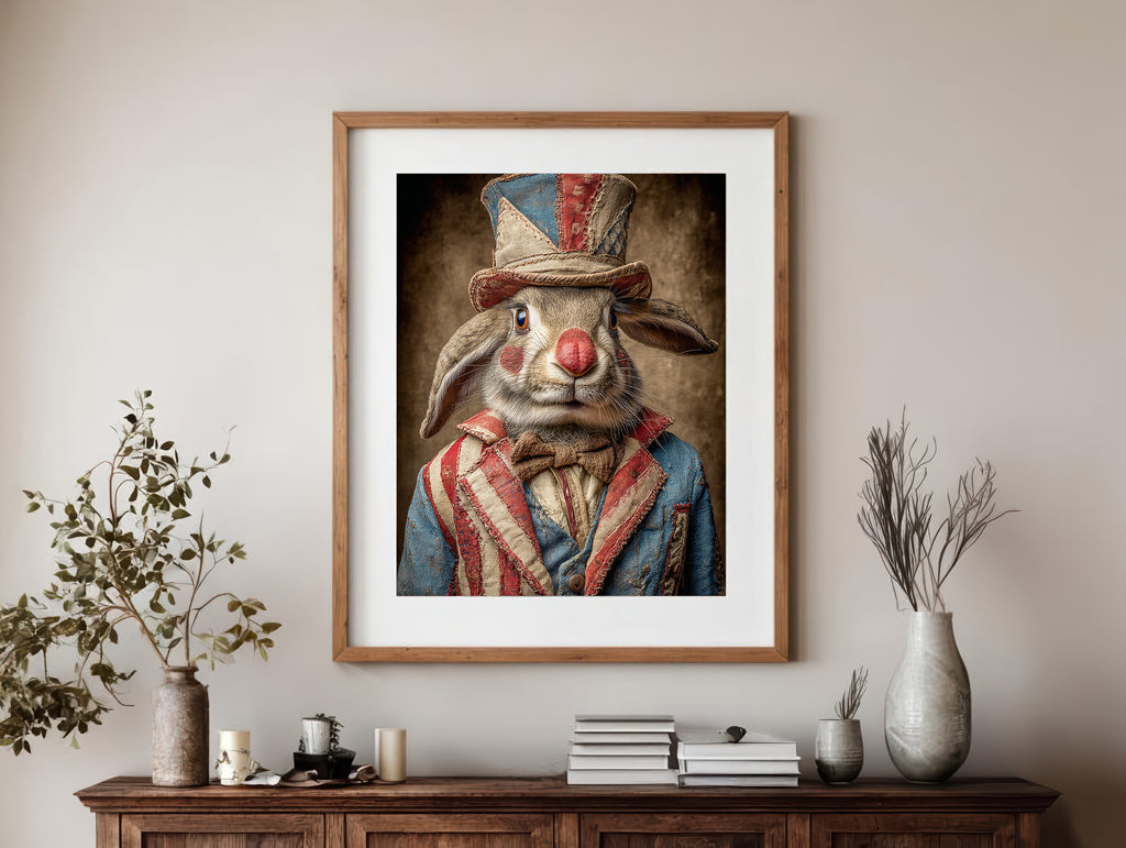 Rodeo Clown Rabbit Digital Download Wall Art