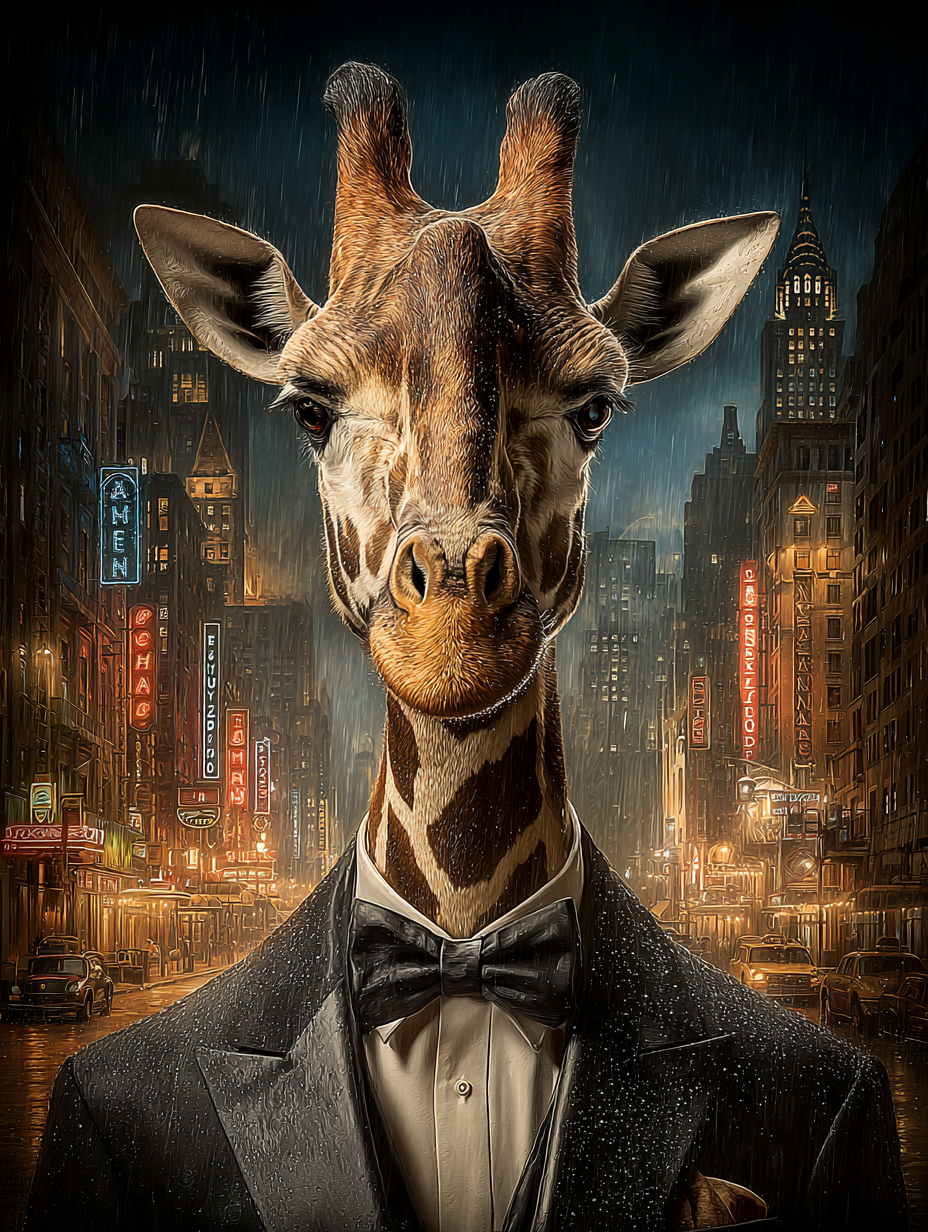 Secret Agent Giraffe Digital Download Wall Art