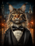 Secret Agent Maine Coon Cat Digital Download Wall Art