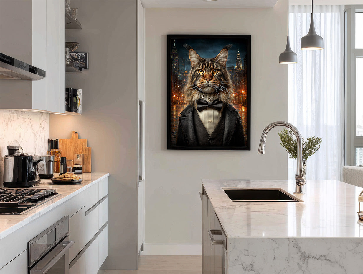 Secret Agent Maine Coon Cat Digital Download Wall Art
