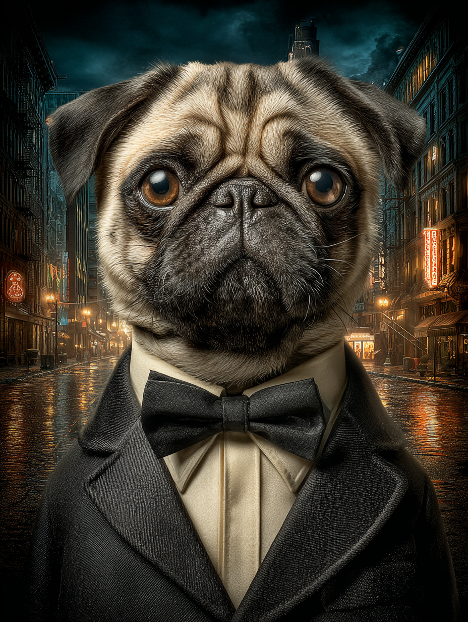 Secret Agent Pug Digital Download Wall Art