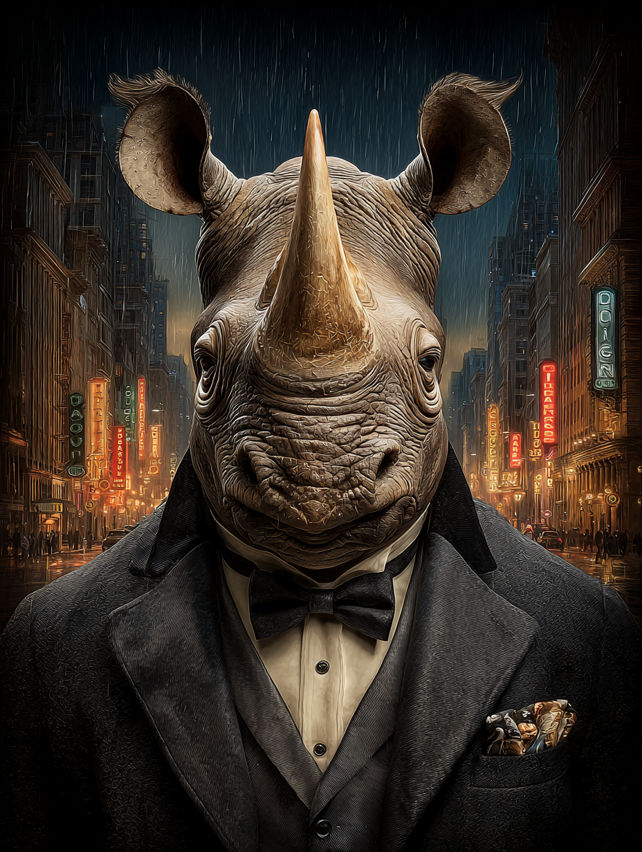 Secret Agent Rhinoceros Digital Download Wall Art
